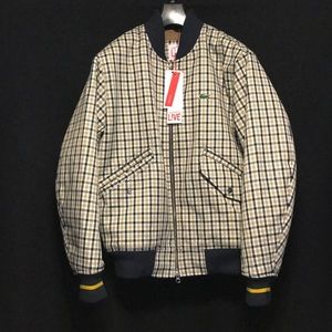 nwt multicolored plaid lacoste live bomber jacket